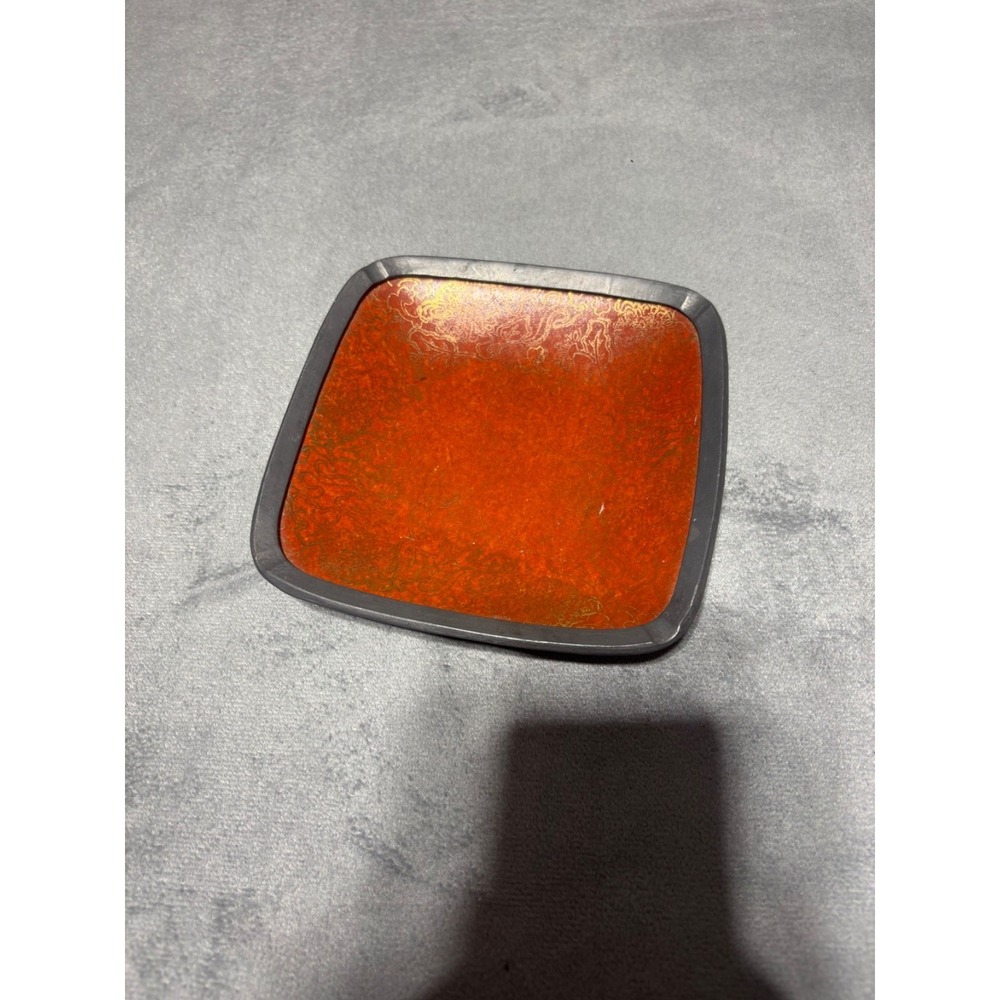 Japanese Porcelain Ware Ashtray Dish 5.5" Metal Encased ACF Hong Kong VTG